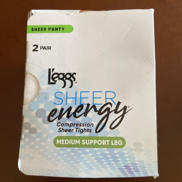 L'eggs Sheer Energy Medium Leg Support Control Top Tights, 2 Pair Nude Size B - Picture 6 of 6
